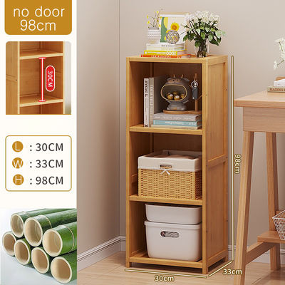 Modern Simple Storage Bookcase Door Bamboo Bookshelf Cabinet for Living Room Bedroom Floor-to-Ceiling Home Furniture Apartment