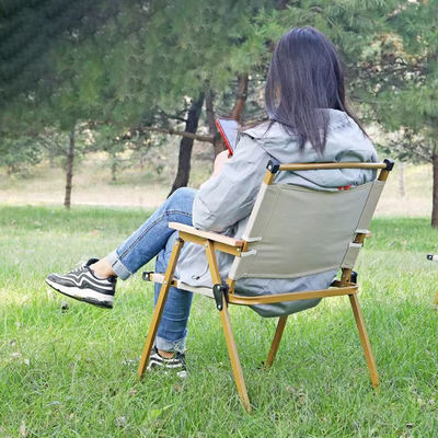Modern Leisure Camping Chair Convenient Folding Beach Garden Furniture Thick Iron Pipe Stable Load-bearing Made Wood for Fishing