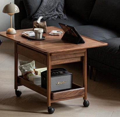 Home Living Room Coffee Table Small Household Solid Wood Sofa Side Storage Cabinet Countertop Foldable Mobile