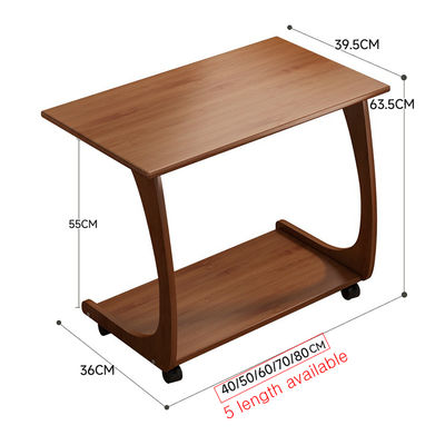 Coffee Table, Small Side for Sofa Couch and Bed, Rolling Study Desk, 2 Layer Rack Working Station in Living Room