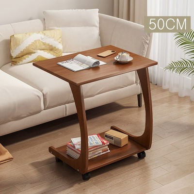 Coffee Table, Small Side for Sofa Couch and Bed, Rolling Study Desk, 2 Layer Rack Working Station in Living Room