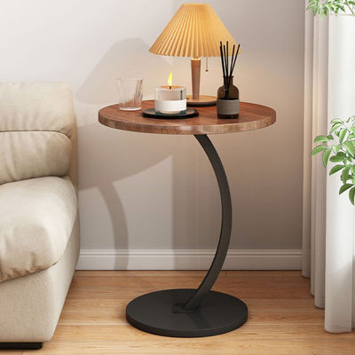 Modern Round Wooden Farmhouse Side Coffee Table Easy to Move and Assemble for Small Spaces for Living Room Bedroom or Office