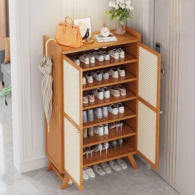 Shoe Cabinet Rack with Door Entrance Against the Wall Fully Enclosed Dustproof Storage Organizer Simple Punch