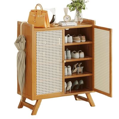 Modern One Stop Entryway Shoe Cabinet with Bamboo Doors Zapatero Living Room Home Furniture Rack