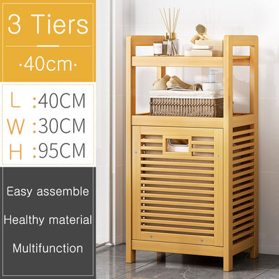 Large Space Bamboo Hampers for Laundry Double-Tier Tilt-out Basket with Removable Liner Bag for Cleaning Clothing
