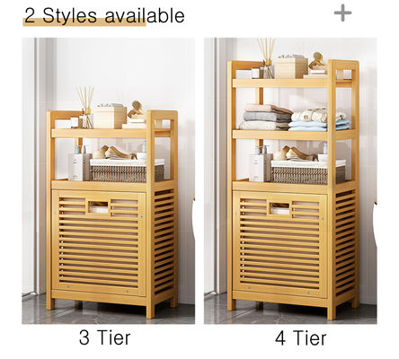 Large Space Bamboo Hampers for Laundry Double-Tier Tilt-out Basket with Removable Liner Bag for Cleaning Clothing