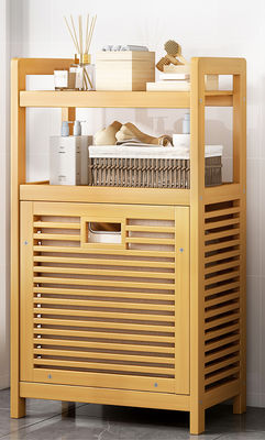 Large Space Bamboo Hampers for Laundry Double-Tier Tilt-out Basket with Removable Liner Bag for Cleaning Clothing