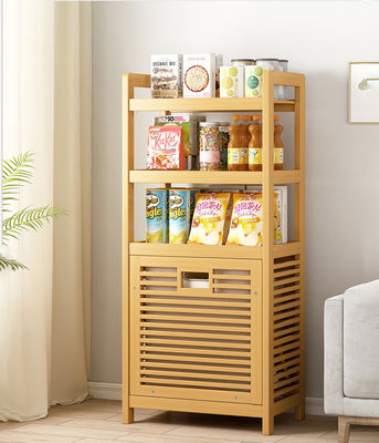 Tilt-Out Double Tiers Bamboo Laundry Hamper Basket with Removable Canvas Storage Bin for Cleaning Clothing or Bathroom Use