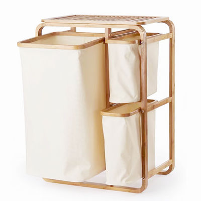 3 Compartment Cabinet Laundry Hamper Sorter with Storage for Dirty Clothes Easy to Use Basket Shelf