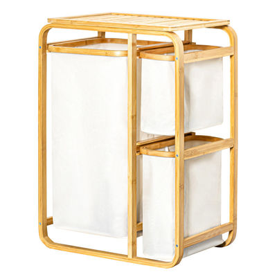 3 Compartment Cabinet Laundry Hamper Sorter with Storage for Dirty Clothes Easy to Use Basket Shelf