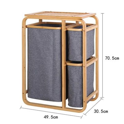 3 Compartment Cabinet Laundry Hamper Sorter with Storage for Dirty Clothes Easy to Use Basket Shelf
