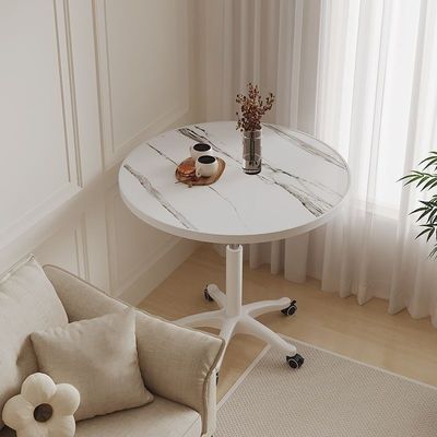 Adjustable Coffee Table Dining , Small Side , Living Room Home Movable Rolling Round Rack
