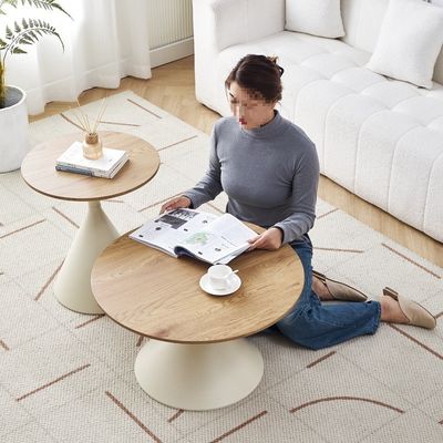 Low Side Table Round Wood Load Capacity Platform Fashion Nordic Style Coffee Small Space Saver