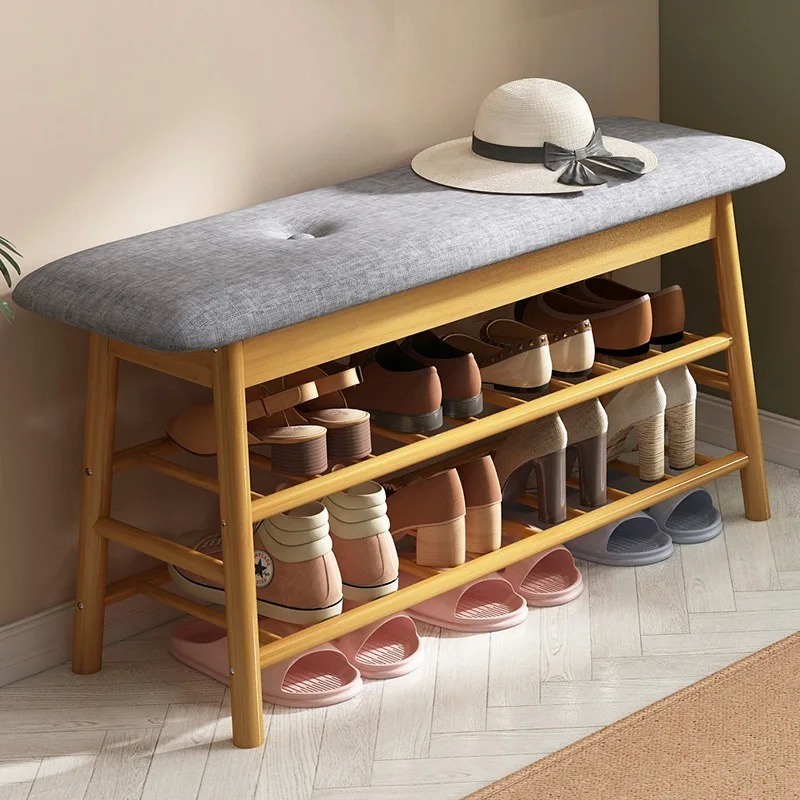 Folded Design Shoe Rack Entryway Organizer with 2 Tier Storage for Self-Contained Installation in Hallway or Living Room