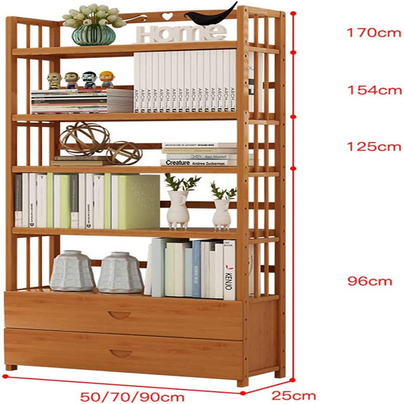 Customized Logo Living Room Bookshelf with Drawers Wooden Multi-Layer Floor Standing Bookcase Storage Rack
