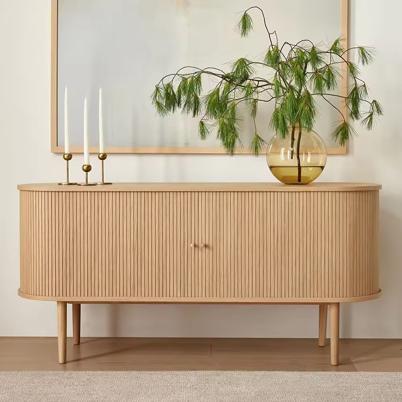 Mid Modern Media Console, TV Stand Cabinet, Living Room Center Table with Storage