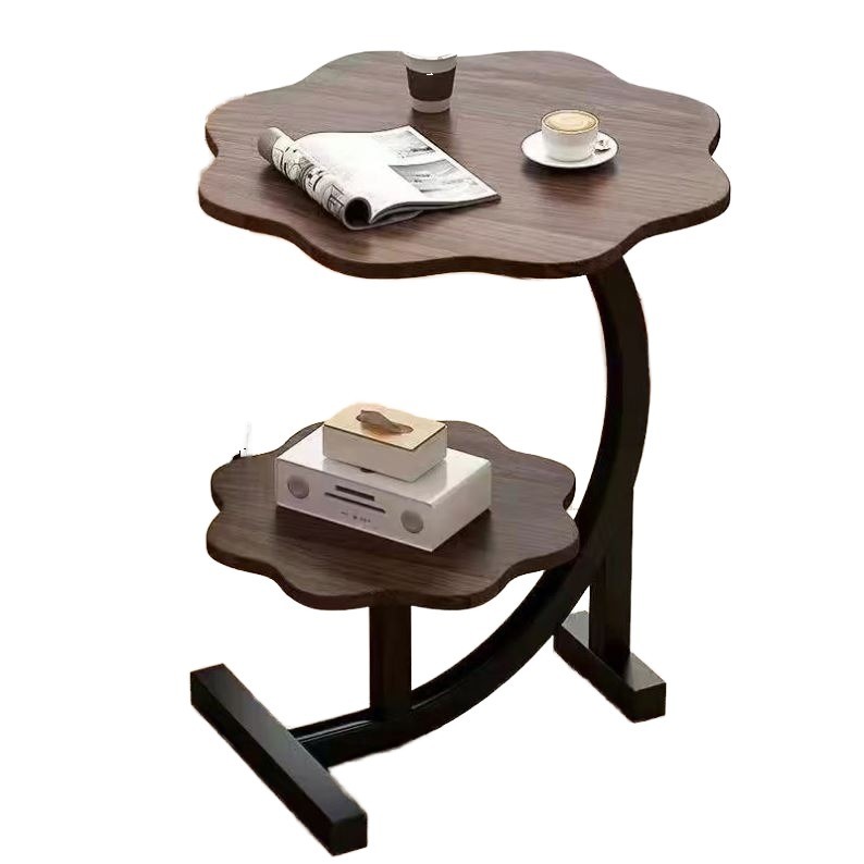 Two Layers Small Side Coffee Table for Spaces, Storage Rack, End MDF+Iron, s Living Room Modern Balcony