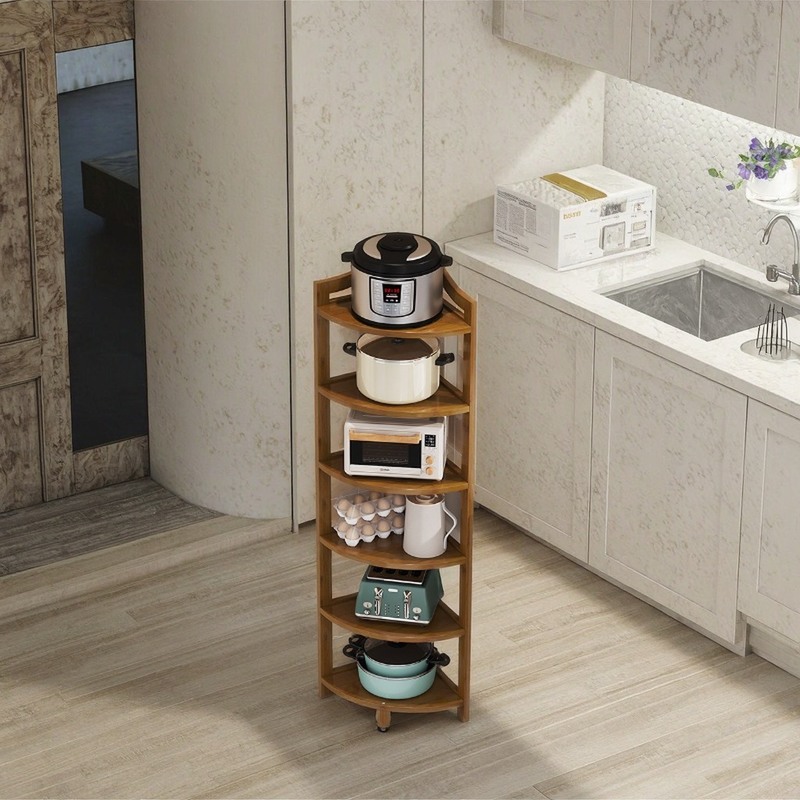 Free Standing Multi-Layer Corner Shelf Storage Rack Kitchen Islands & Carts Multipurpose Shelving Unit for Kitchen