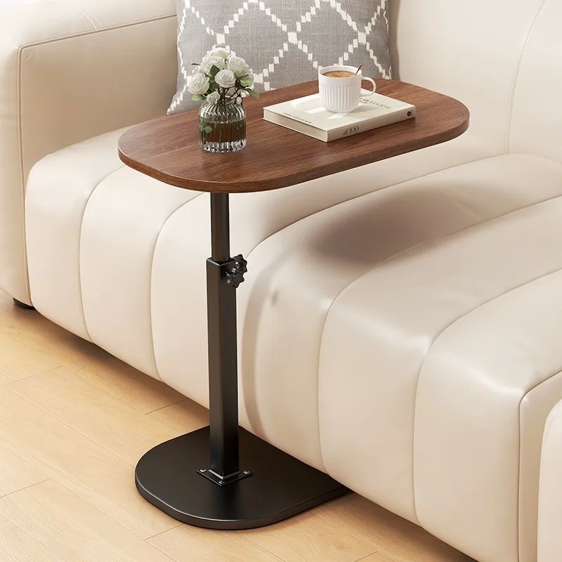 C Shaped End Table, Small Couch Side , Sturdy Slide Under Sofa with Metal Frame for Living Room Bedroom