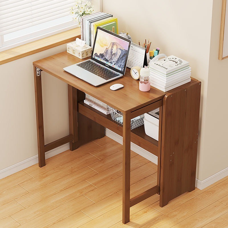 Home Furniture Folding Desks for Small Spaces, Laptop Workstation Table Office, Study Desk Cabinet Storage Shelf