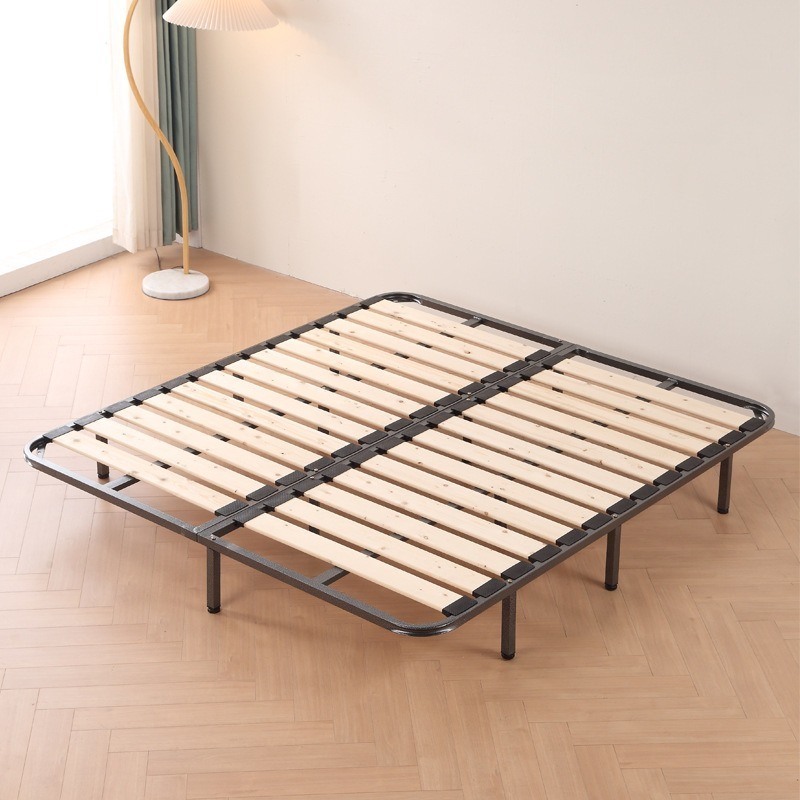 Thick Solid Wood 1.8m Bed Board Foldable Tatami Mat Iron Pipe and Frame Space Saving in Room