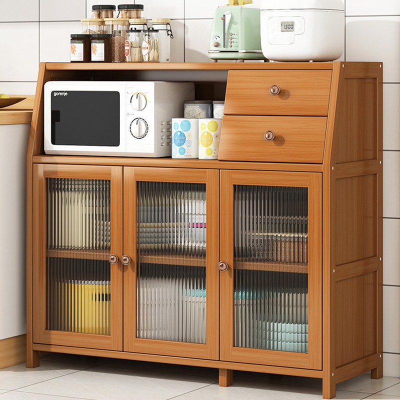 Multi Function Cabinet Kitchen -Vintage Tableware Side Storage Organizer Container Microwave Cart