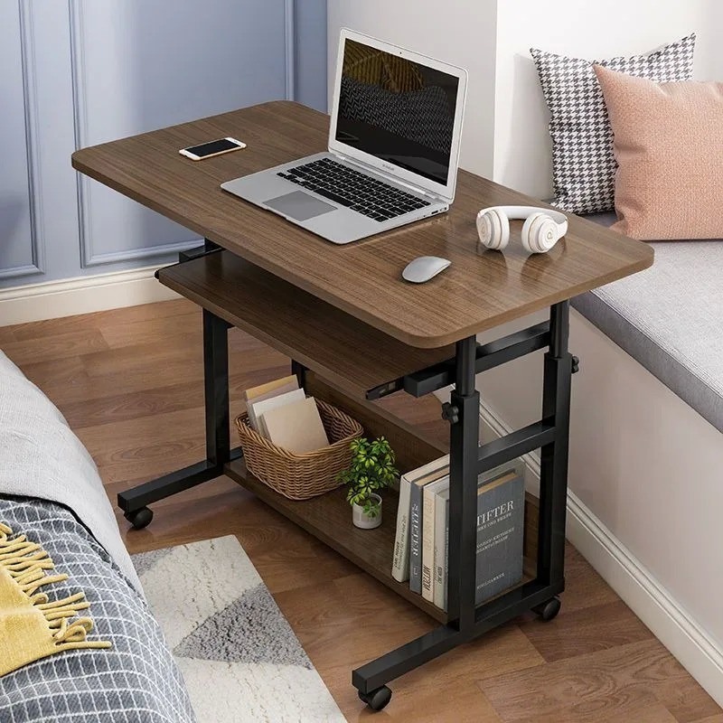 Large Lift-Able Bedside Study Computer Desk with Wheels Removable Table and Lower Storage Rack