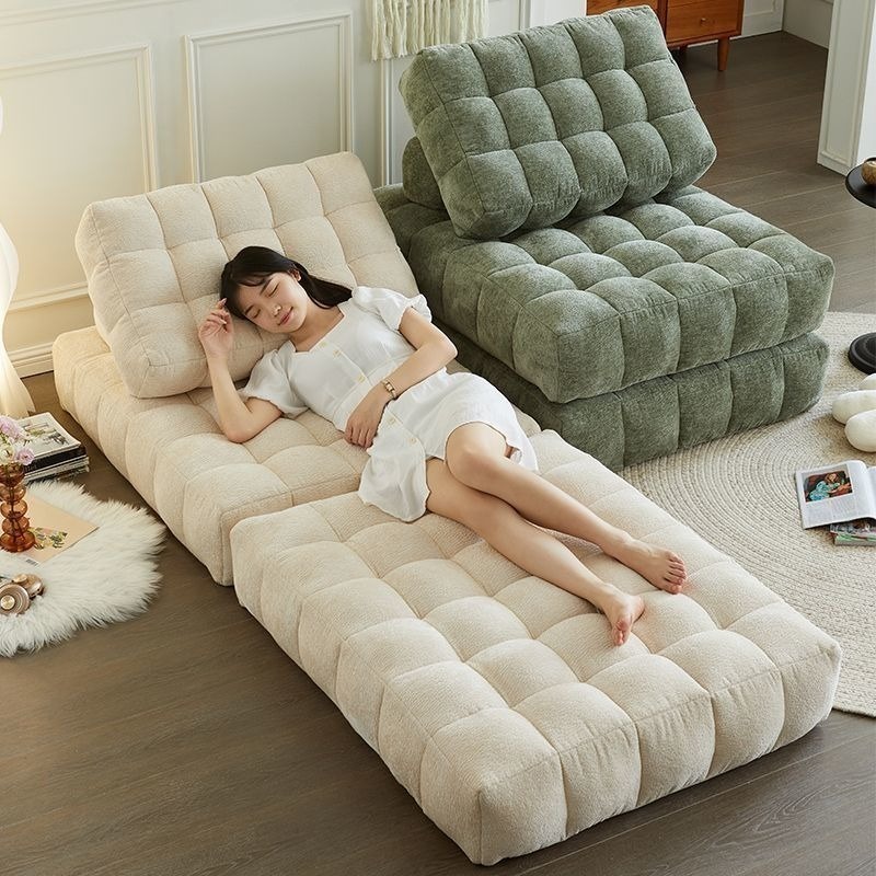 Tatami Lazy Sofa Living Room Bedroom Waffle Small Apartment Tofu Block Single Reclining Leisure Bed
