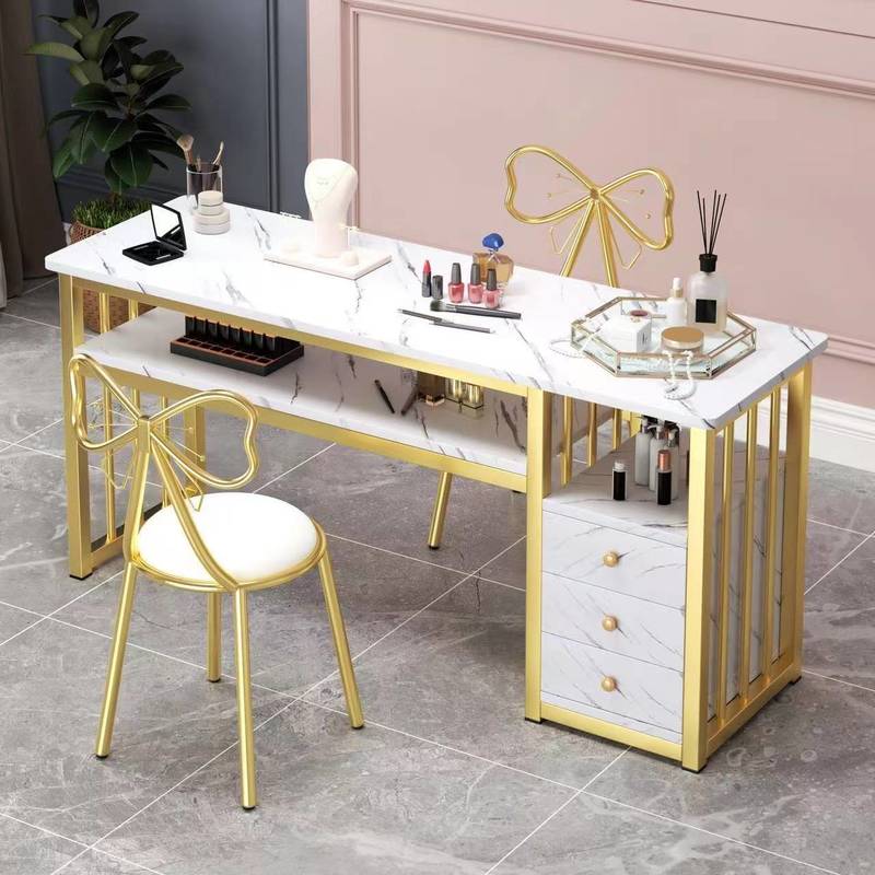 K Cheap Nail Salon Furniture Spa Wood Nail Tables Desk Manicure Table with Chair