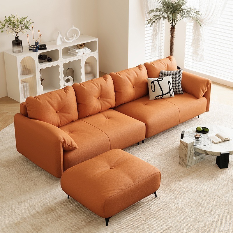 Microfiber Fabric Loveseat 3/4 Seater Sofa Couch Large Capacity Folding Bed Wood Legs for Living Room Bedroom Dormitory