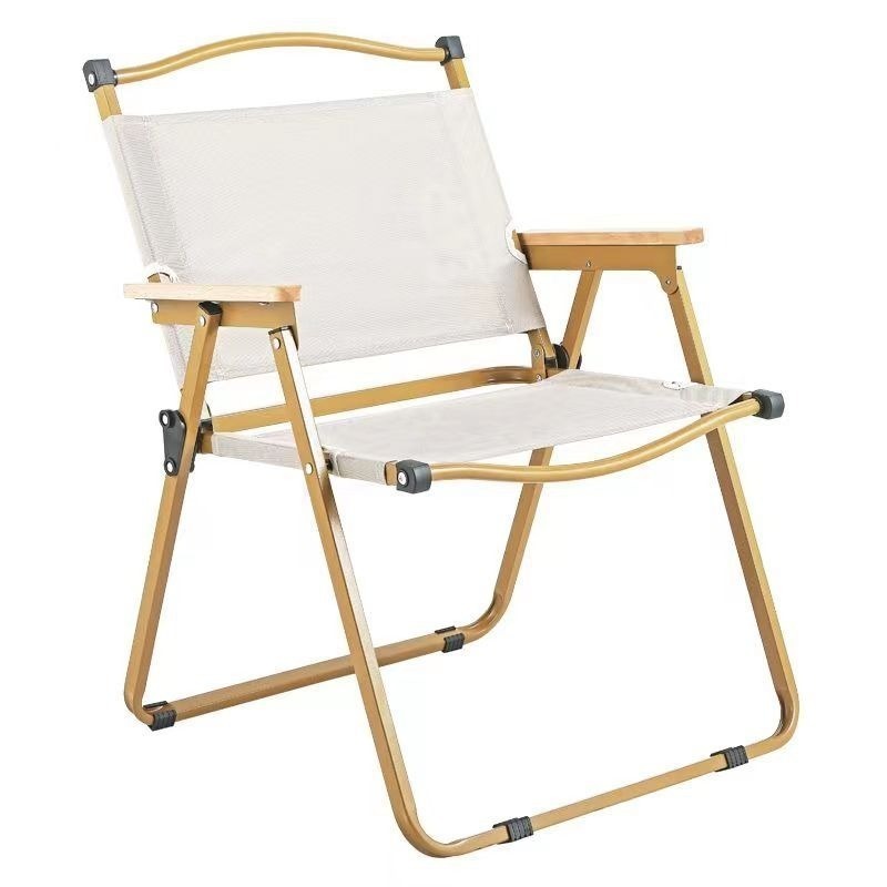 Modern Leisure Camping Chair Convenient Folding Beach Garden Furniture Thick Iron Pipe Stable Load-bearing Made Wood for Fishing