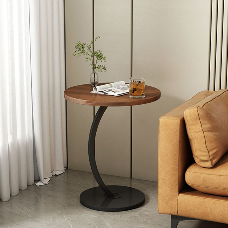 Modern Round Wooden Farmhouse Side Coffee Table Easy to Move and Assemble for Small Spaces for Living Room Bedroom or Office