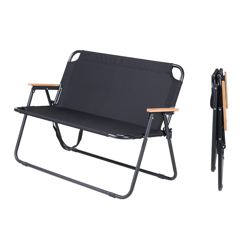 High-End Outdoor Folding Steel Pipe Chair Modern Design for Couples Lounge for Barbecue Beach Park Use-Available in Black Beige