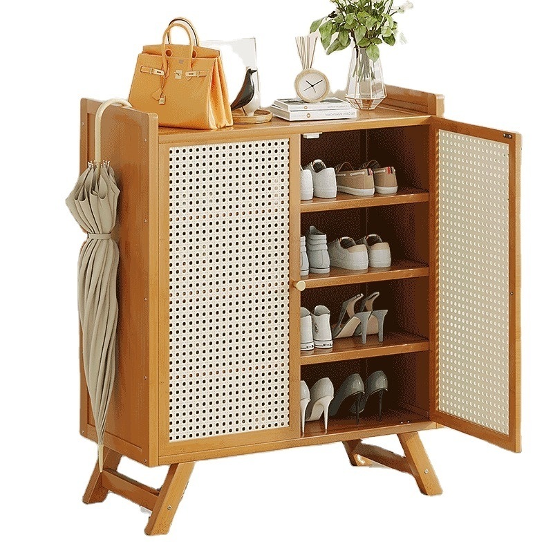 Modern One Stop Entryway Shoe Cabinet with Bamboo Doors Zapatero Living Room Home Furniture Rack