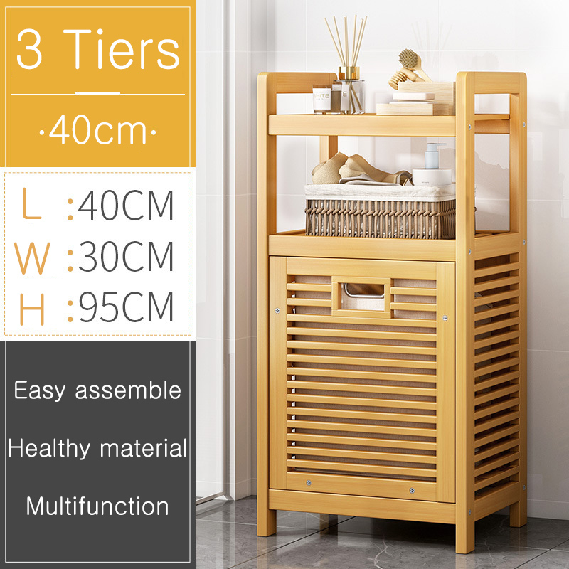 Large Space Bamboo Hampers for Laundry Double-Tier Tilt-out Basket with Removable Liner Bag for Cleaning Clothing