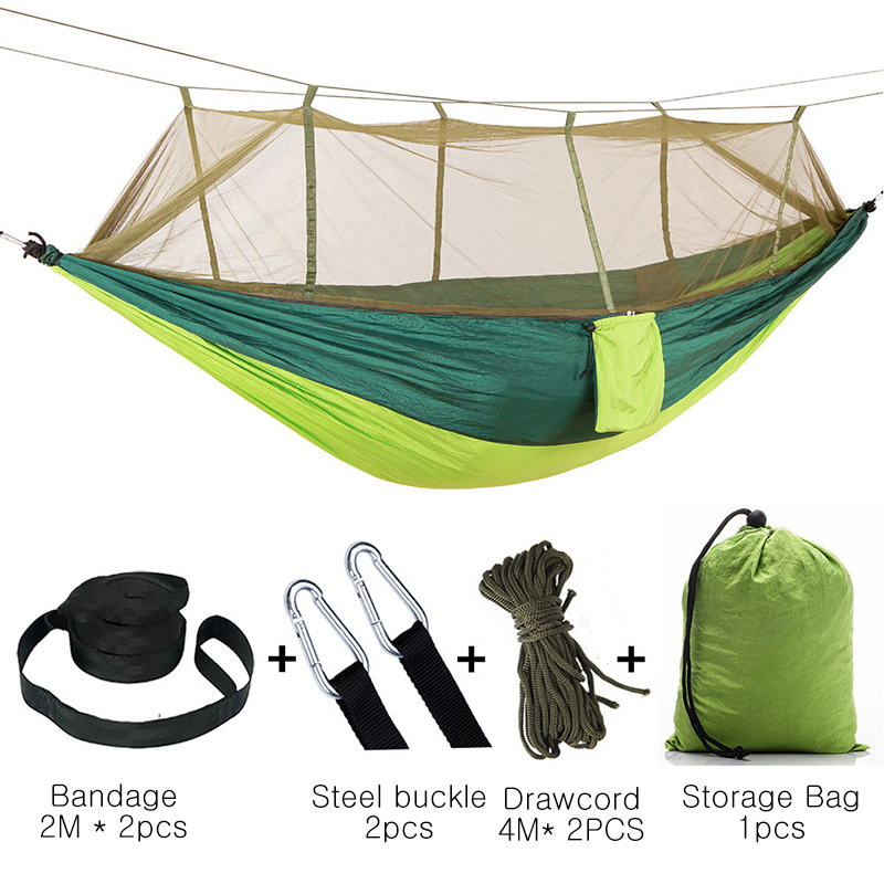 Multi-Person Outdoor Indoor Camping Hammock Fabric Anti-Mosquito Swing Chair for Summer Hanging Bed for Courtyard Dormitory